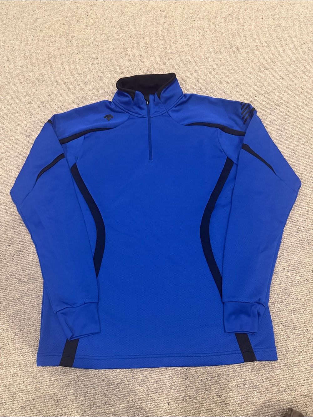 Descente Men's Royal Blue & Black Quarter Zip Performance Layer Tneck Size Small
